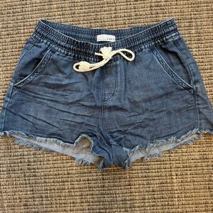 LOFT Blue Denim Jean Shorts with Raw Hem